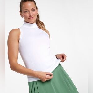 NWT CALIA Women's Seamless Sleeveless Mock Golf White Sleeveless Mock Neck Top